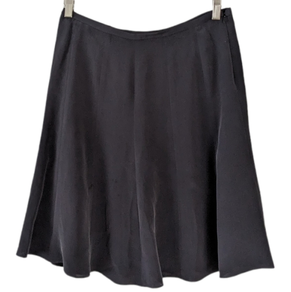 Jones New York 100% silk a line black skirt size 10P t1
